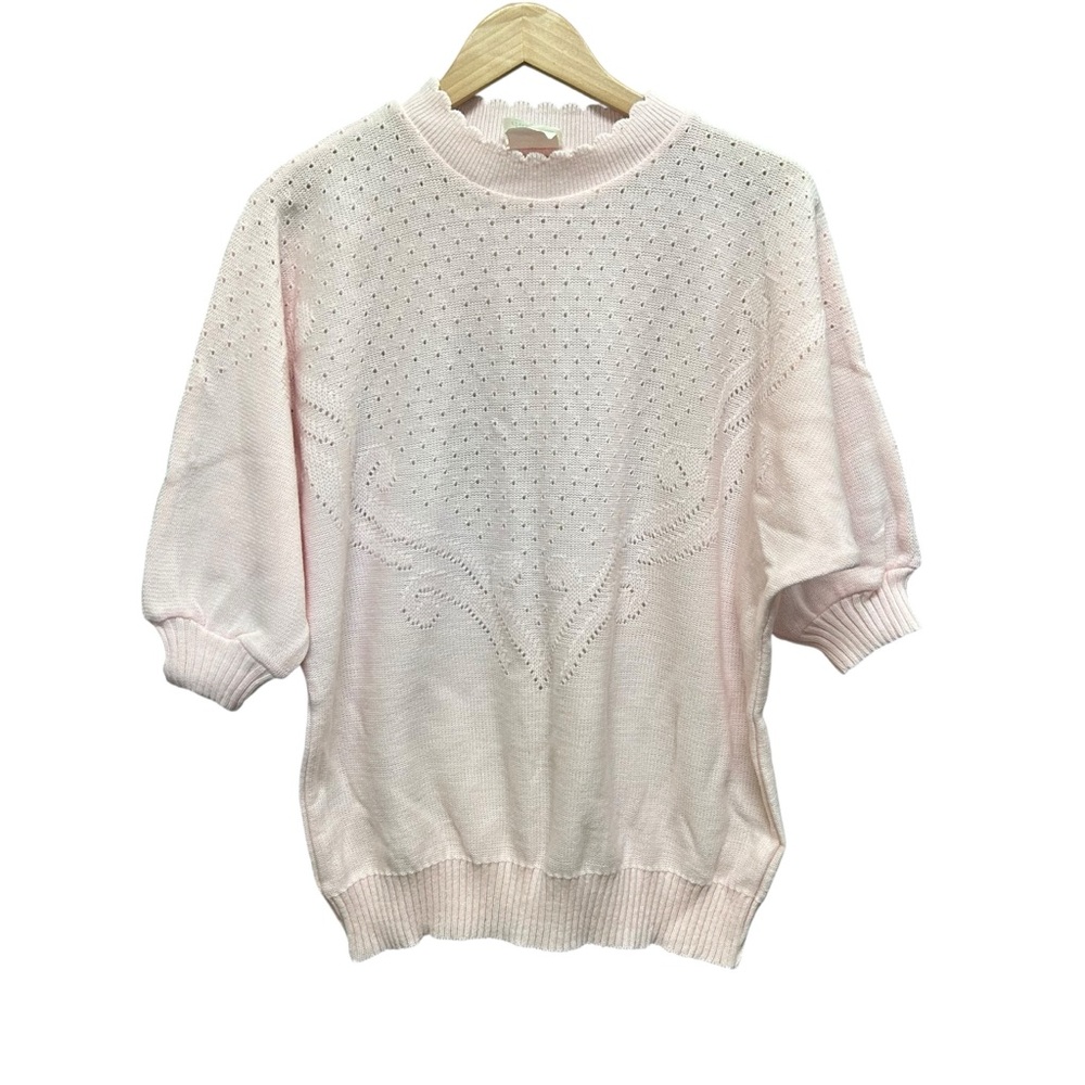Vintage Pointelle Knit Top Pink Size XL